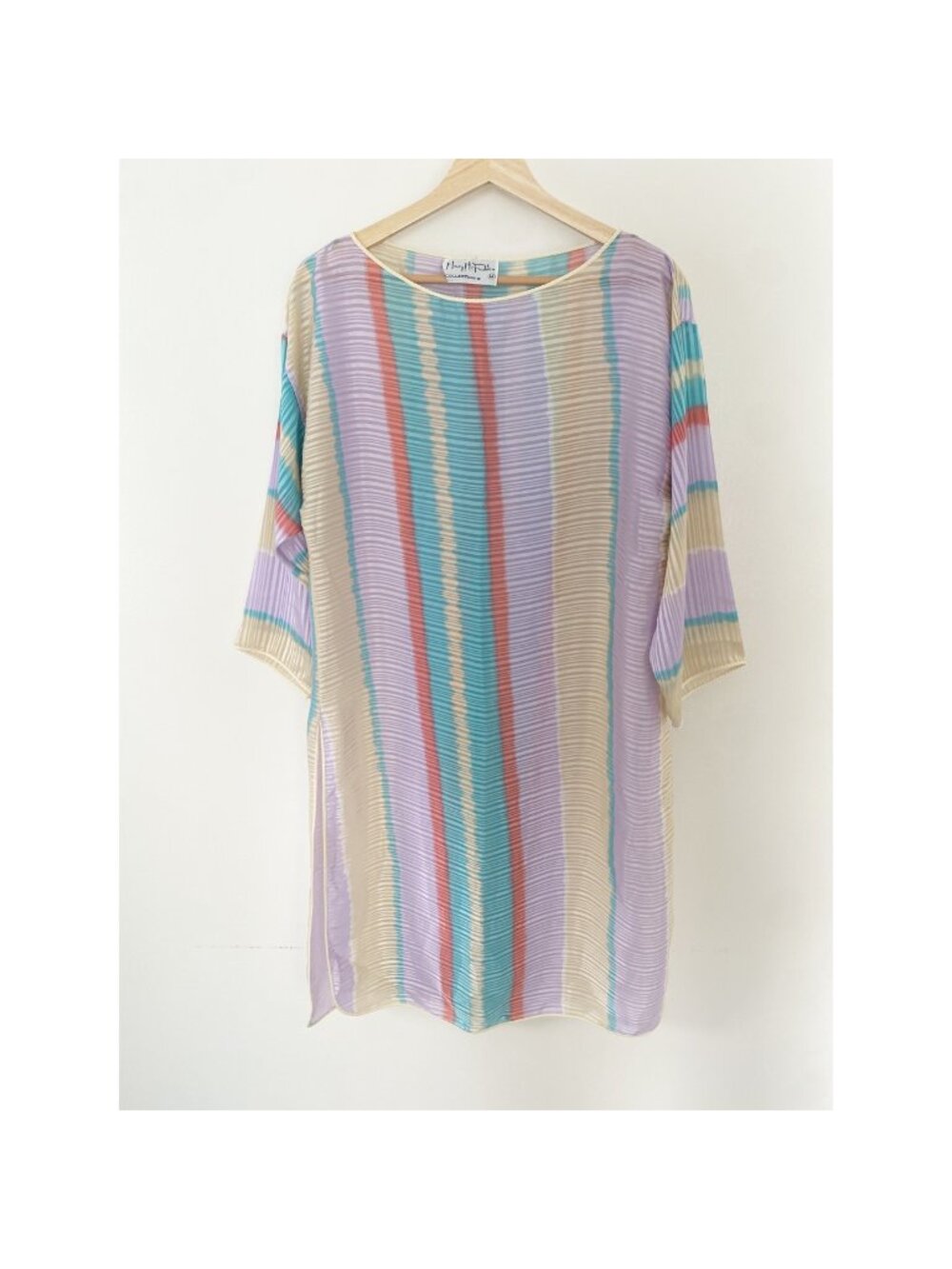 Vintage Mary McFadden Pastel Watercolor Tunic Long Top Striped